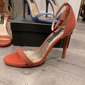 Burnt orange STEVEN by Steve Madden Strap Heel with gold studded detailing